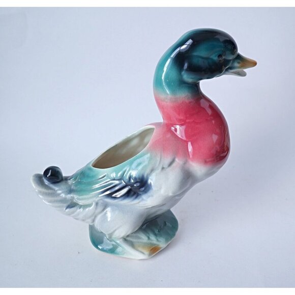 Vintage Royal Copley Duck Planter Country Farmhouse Kitchen Decor Large Mallard - Picture 2 of 5